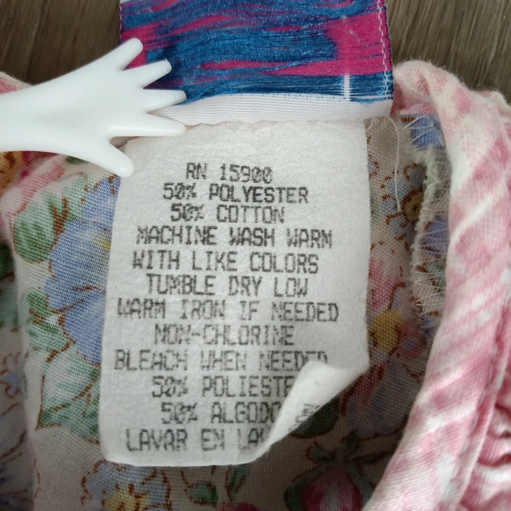 Vintage Roanna Size 6 Floral Dress Girls Pink Blue‎ Puff Sleeve Party Cute